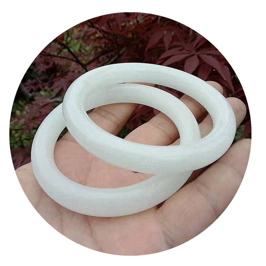 森系原色汉白玉圆条手镯56-64mm直播赠品展会福利白圆条手环批发