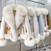 拉夏贝尔冬季新款皮毛一体皮草外套单款高级感高端品牌女装批发