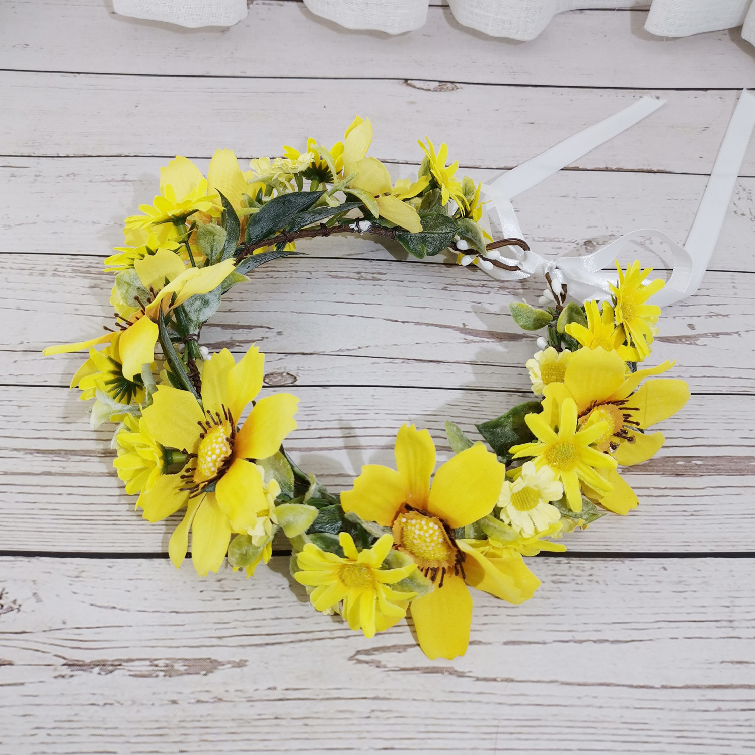 小雏菊花朵花环森系花朵花环发饰新娘头饰儿童沙滩度假摄影饰品