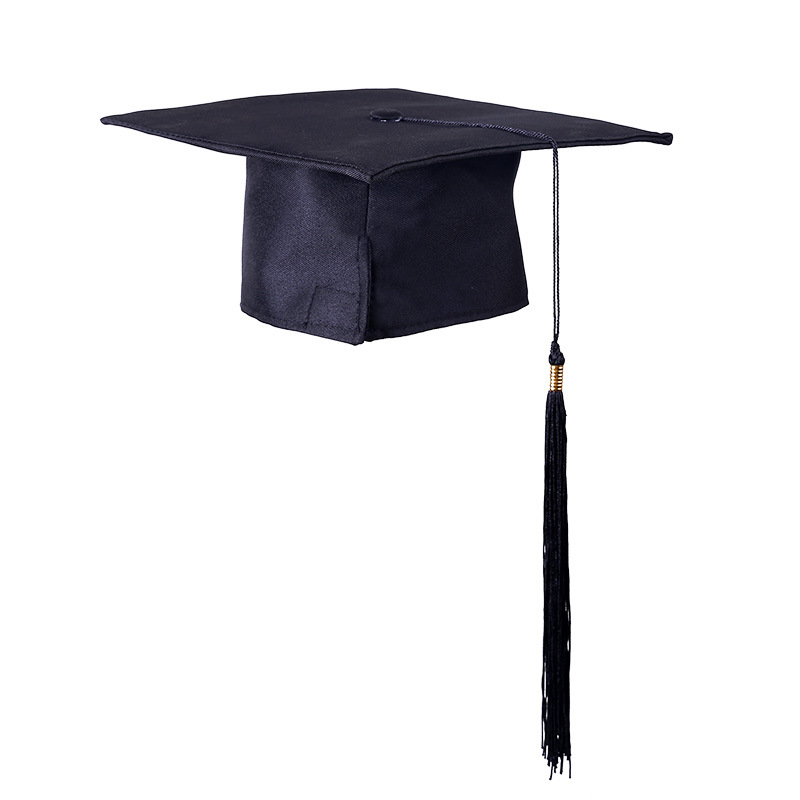 车缝毕业典礼装饰帽子折叠博士帽学士帽流苏可调节黑色流苏帽子
