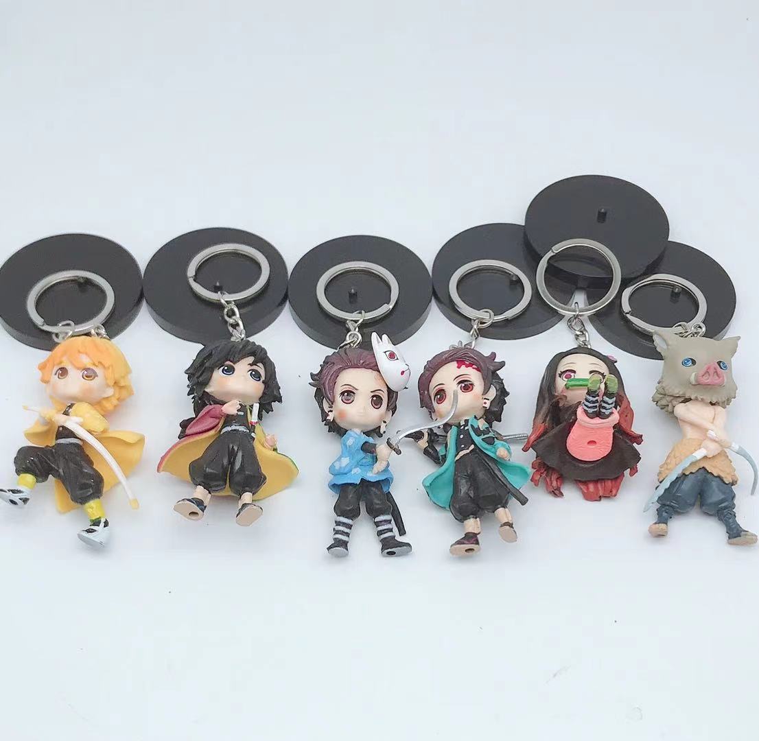 Anime Peripheral 6 Models Kimetsu No Yaiba Hand Office Pendant Keychain Wallet Bag Gift Toys Wholesale Hand Office