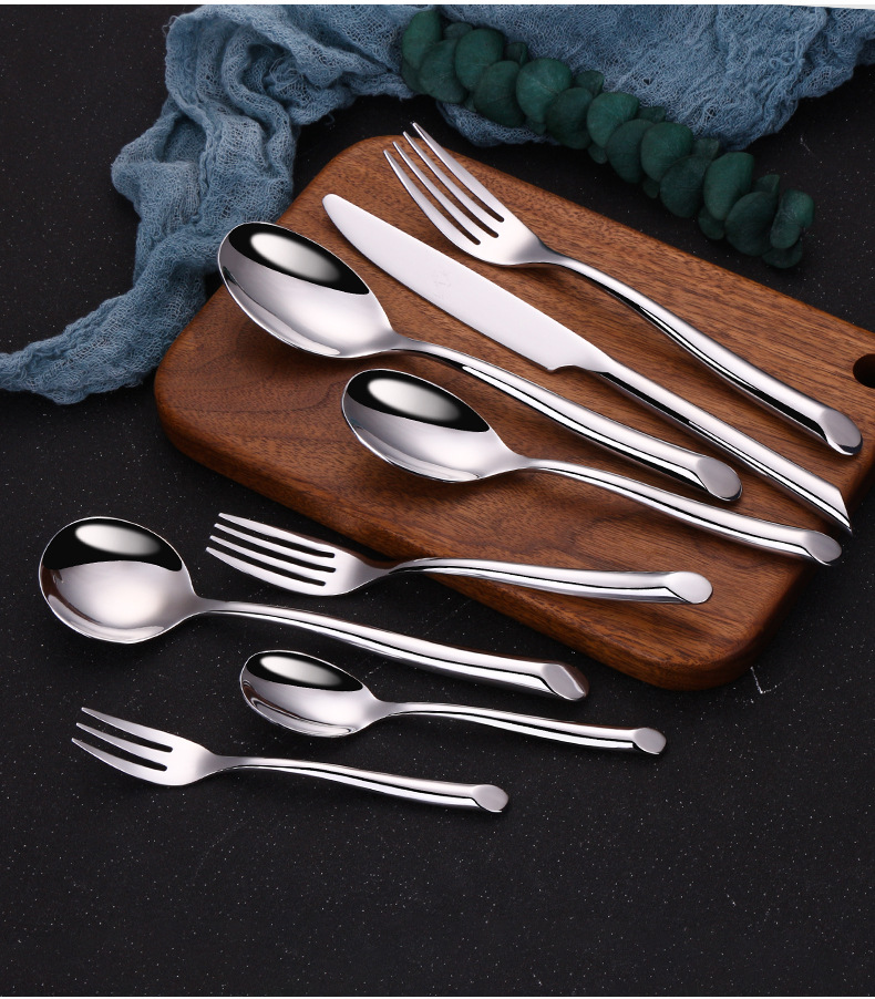 现货秒发精品304不锈钢西餐牛排刀餐具套装创意家用牛排西餐勺子