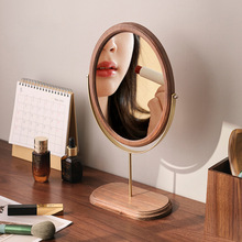 家用桌面木质中式立式可旋转梳妆镜卧室台式镜新品复古实木化妆镜