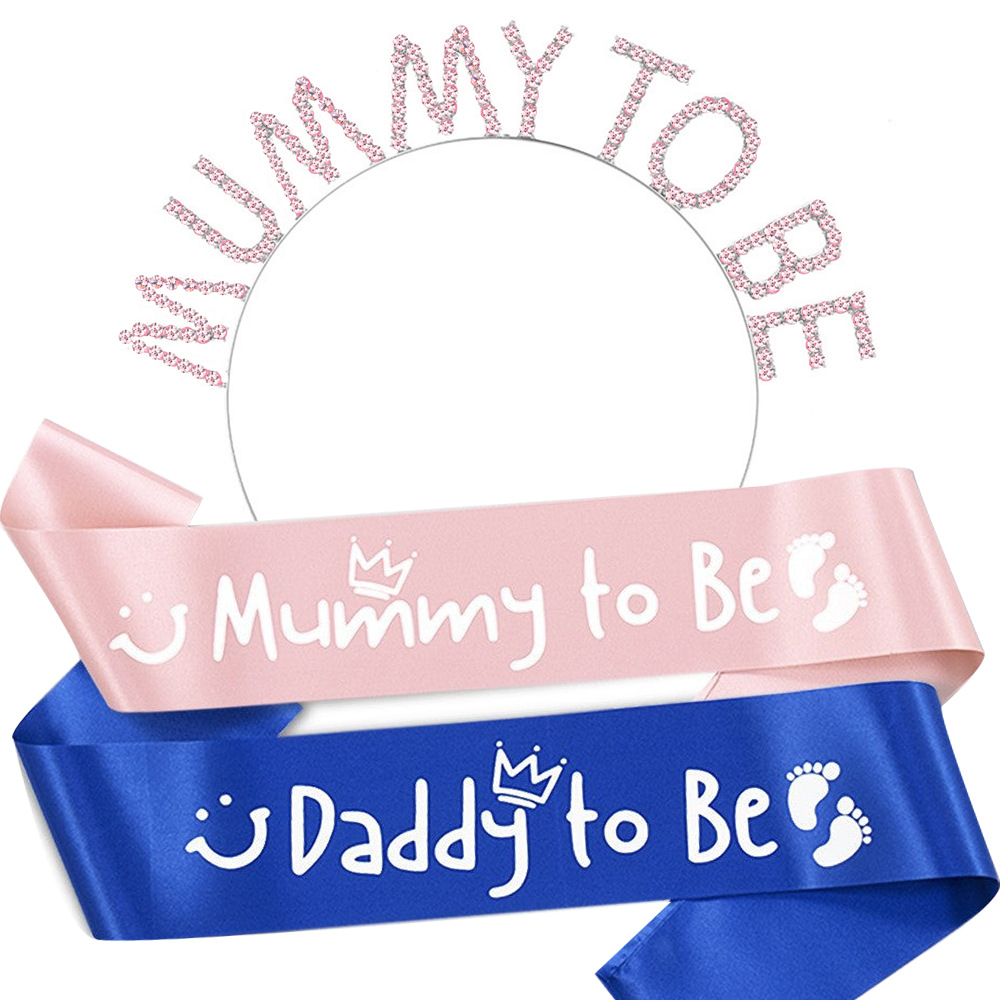 Welcome Party Prospective Dad Daddy to Be Expectant Mother Mummy to Be Hair Band Shoulder Strap Ceremonial Belt Set