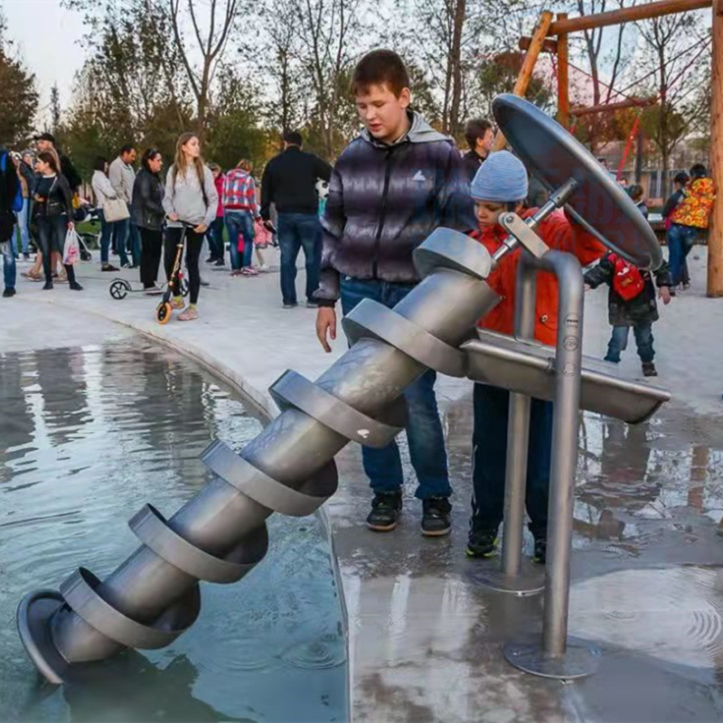 户外阿基米德取水器压水戏水水车挖沙机不锈钢玩水设备踩水单车