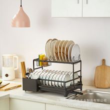 厨房水槽台面置物架 多功能家用带筷子笼碗碟收纳架 碗碟架沥水架