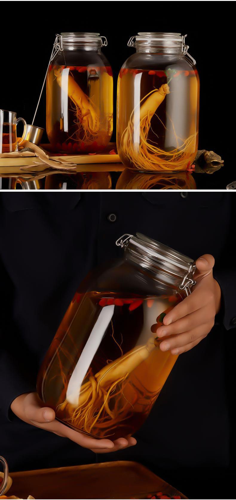 人参泡酒玻璃瓶专用加厚家用密封罐酒坛酒酿青梅酒瓶杨梅空瓶容器