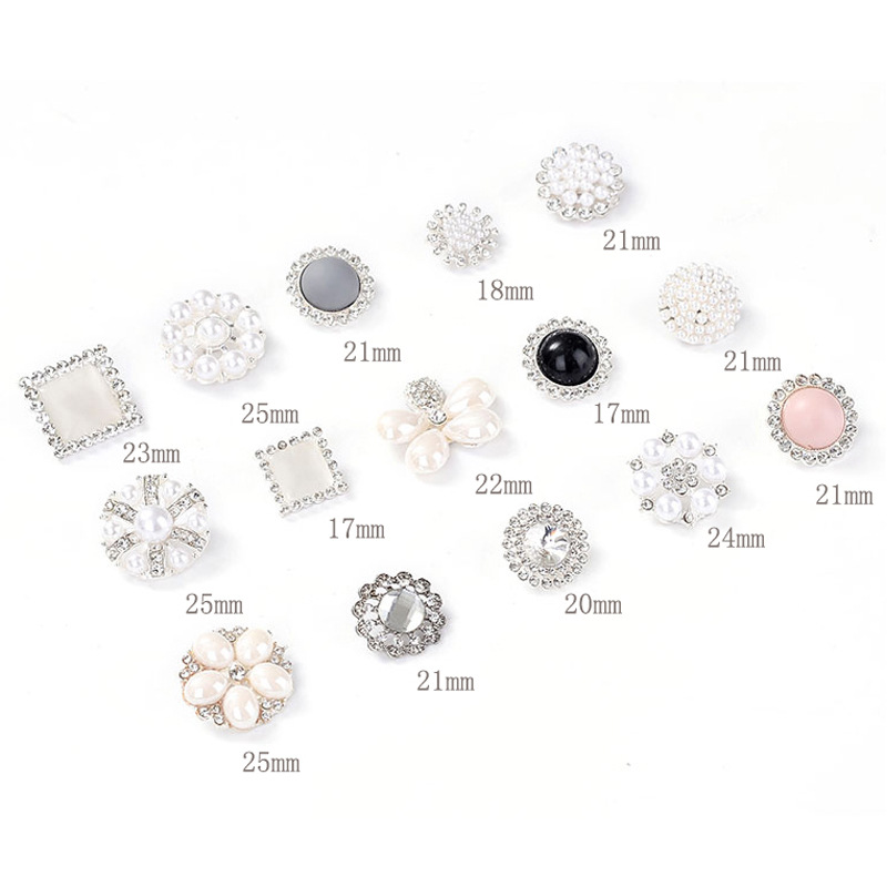 Alloy Buttons Metal Buckle Pearl Full Diamond Welding Button Welding Alloy Bottom Spot Drill Button Ornament Accessories