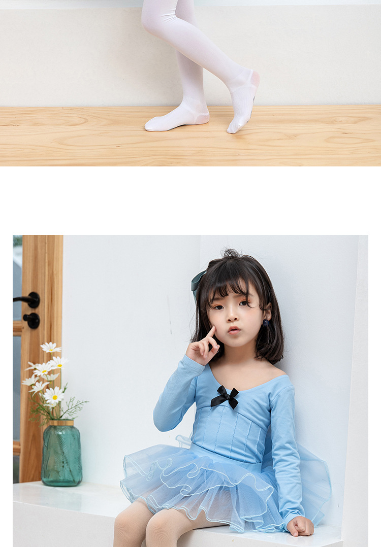 800d儿童舞蹈袜春夏女童连裤袜练功服芭蕾舞袜白色打底裤跳舞专用