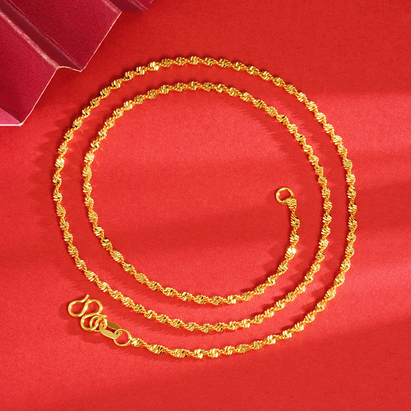 Alluvial Gold Necklace Ornament Women's No Color Fading High-Grade Niche Clavicle Chain Yiwu Copper Accessories Imitation Gold Chain