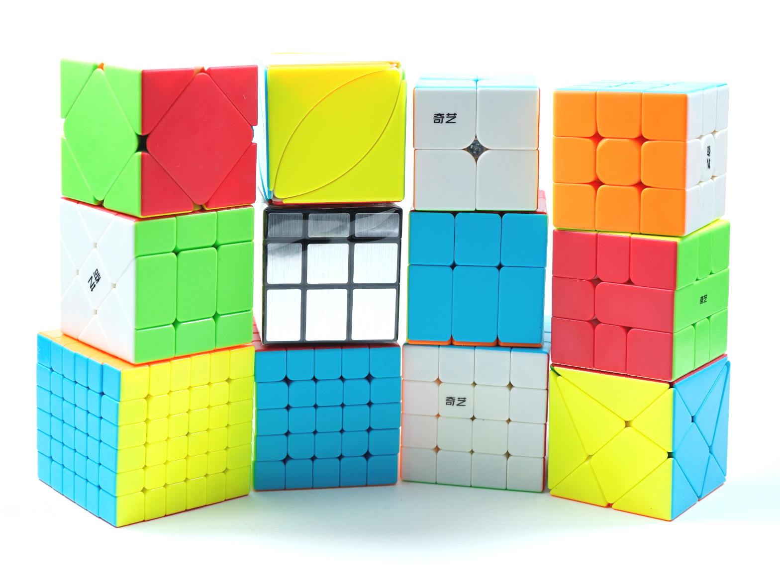 奇艺二三四五阶金字塔魔方异形黑银镜面儿童玩具二三四五阶魔发