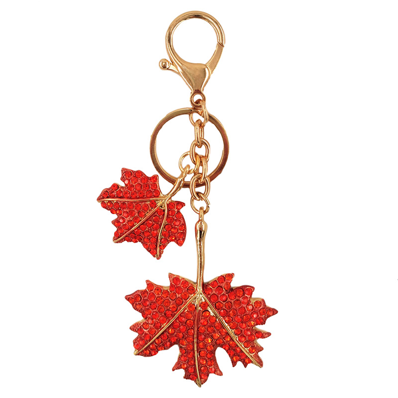 New Amazon Ornaments Plant Pendant Metal Double Maple Leaf Keychain Wholesale Creative Factory Direct Supply Small Gift