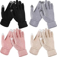 年末清货跨境保暖手套男女冬季针织加绒加厚情侣保暖手套厂家批发