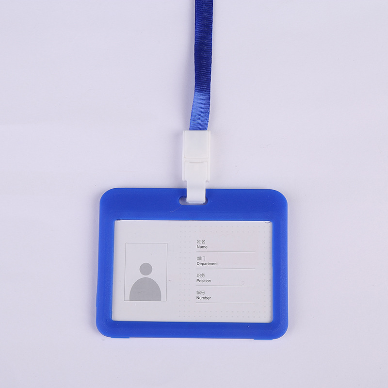 双面透明工作证横款展会厂家定 制工作牌证件卡员工挂绳套批发