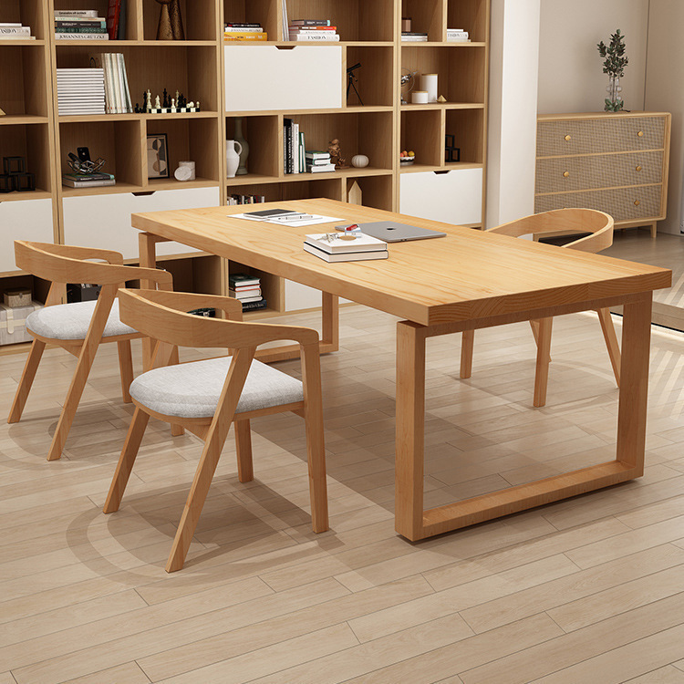 现代简约实木办公桌 家用书房学习书桌 办公室职员单人电脑桌椅