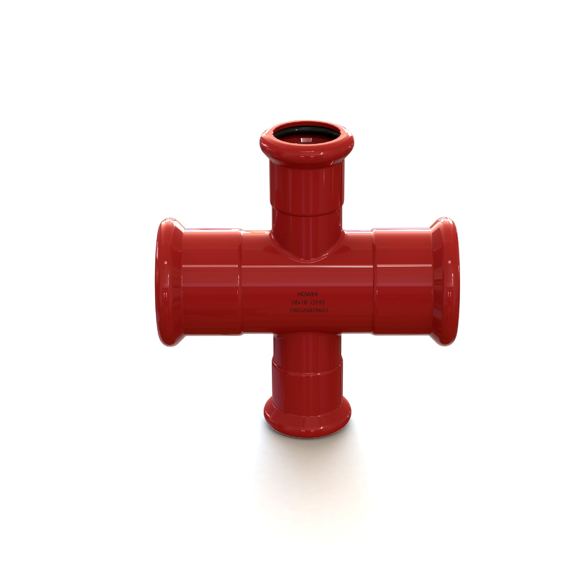 卡压管件_变径四通_碳钢消防锌塑涂覆_涂塑管件_压接式消防管件