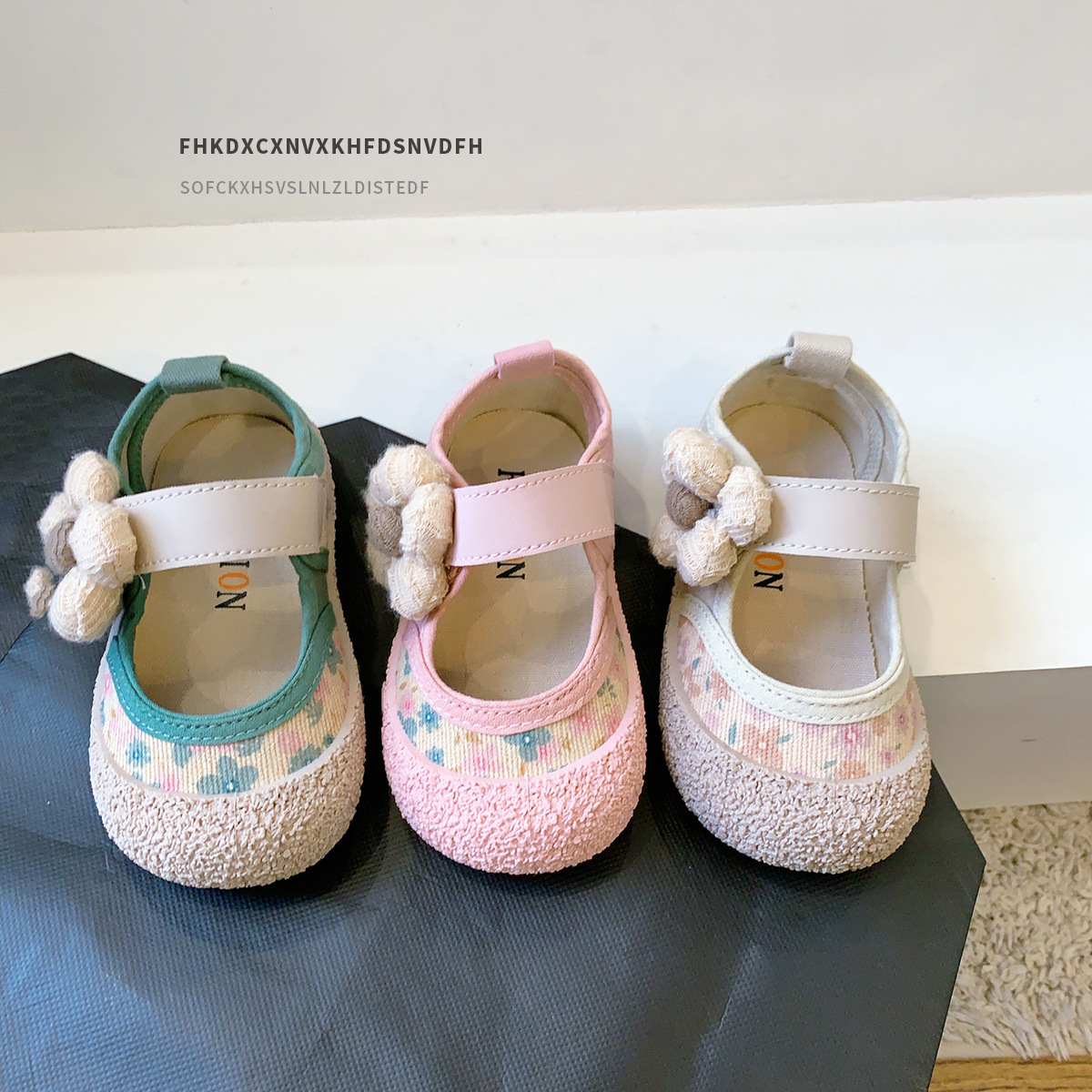 碎花韩版童鞋小童1-3-6岁儿童帆布鞋女童公主鞋子幼儿园室内鞋