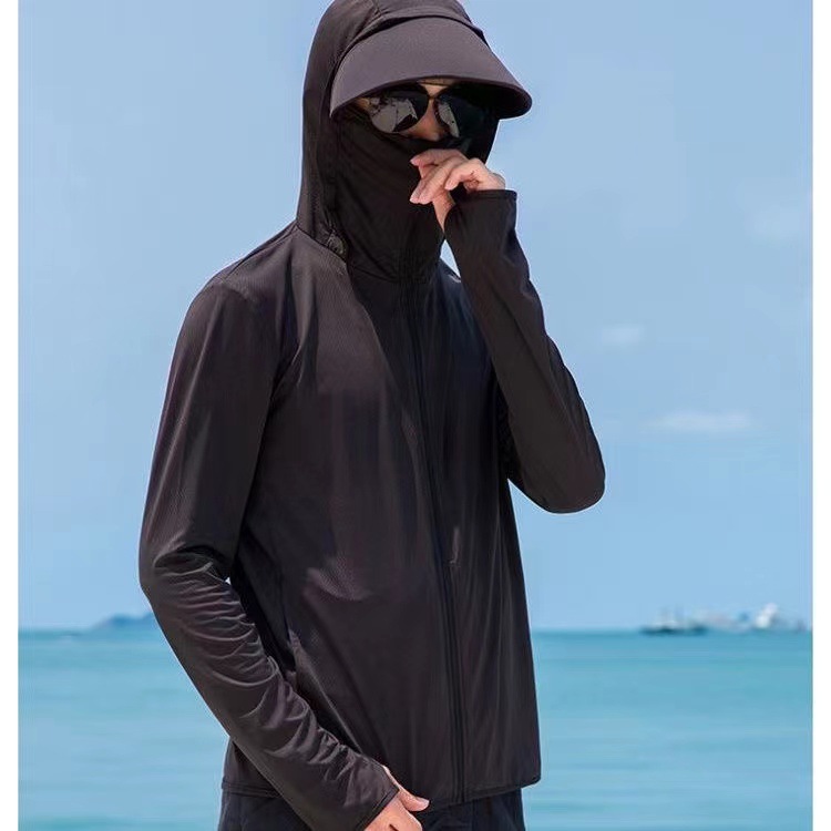 Men's Summer Sun Protection Clothing Ice Silk Mesh Breathable and Loose Outdoor Quick-Drying Sun Protection Clothing UV Protection Fishing Suits Thin