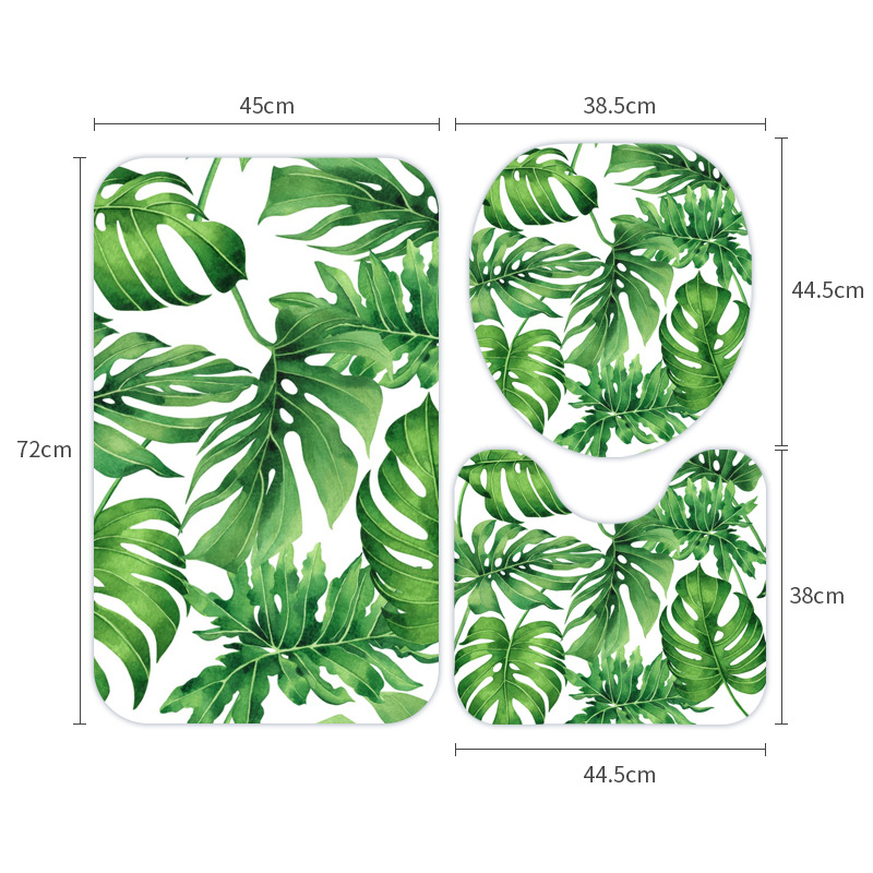 Amazon Fresh Fruit Printed Shower Curtain Four-Piece Set Cross-Border Bathroom Waterproof Non-Slip Floor Mat Shower Curtain Four-Piece Set