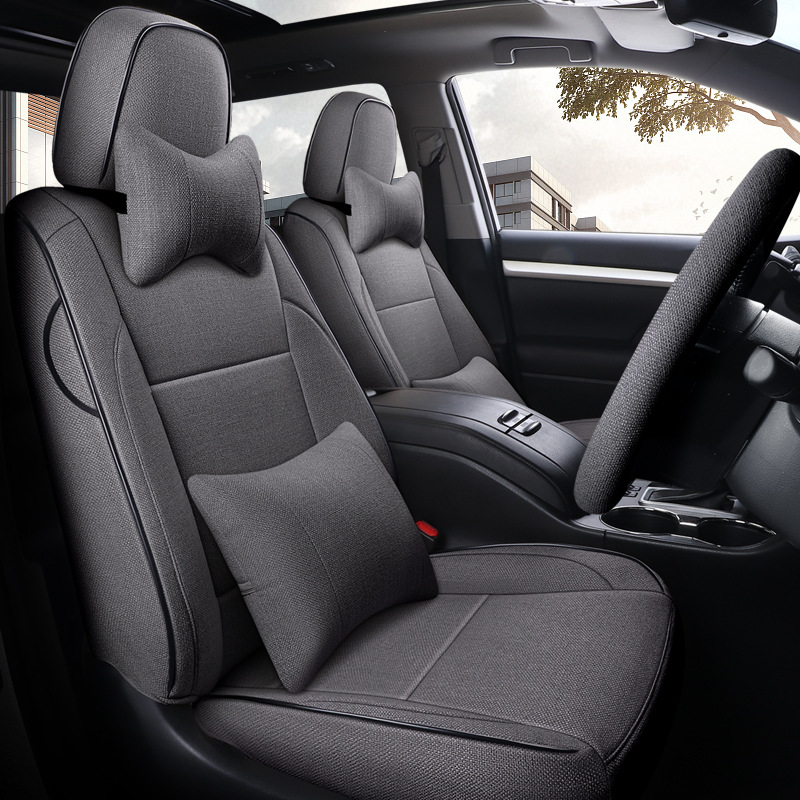 丰田汉兰达亚麻坐垫7座/5座四季适用2022/23全包围汽车透气座椅套