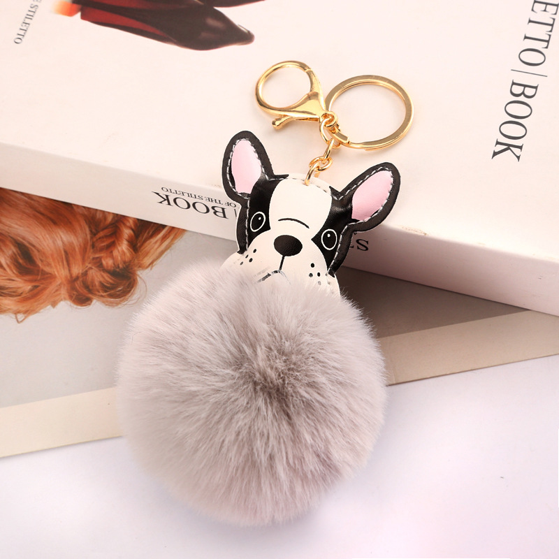 Golden Puppy Fur Ball Keychain Glossy Color Puppy Key Chain Imitate Rex Rabbit Fur Car Plush Bag Pendant