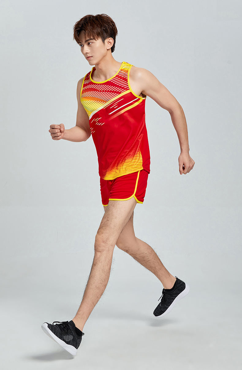 运动服田径服长跑短跑羽毛球夏比赛服健身跑步马拉松跑步套装男女