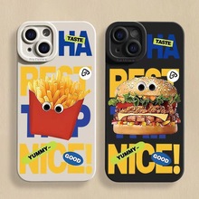 薯条汉堡苹果15手机壳适用iPhone13/14Promax情侣壳11零食12全包