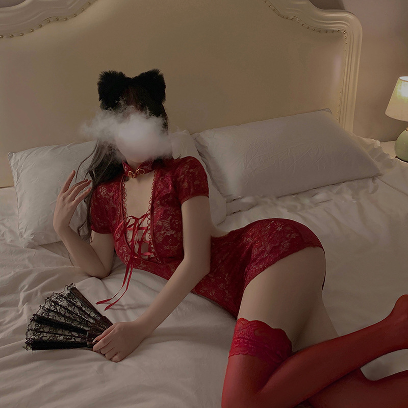 sexy lingerie cheongsam uniform seductive passion midnight charm flirting hot bed cos lace pajamas free off