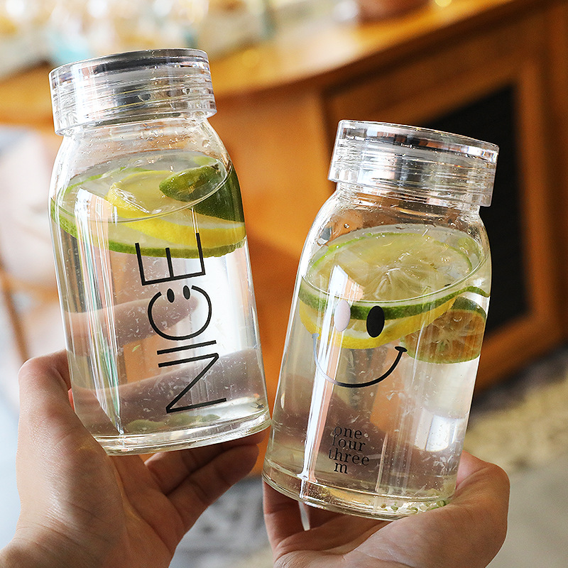 网红透明大容量玻璃杯女学生可爱便携杯子韩版小清新简约加厚水杯