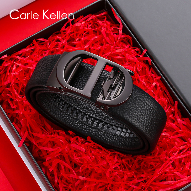 carlekellen正品皮带男真皮自动扣高档男士腰带百搭年轻人裤带潮