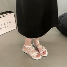 仙女风法式绝美设计感凉鞋女鞋子2024年新款夏季配裙子绑带罗马鞋