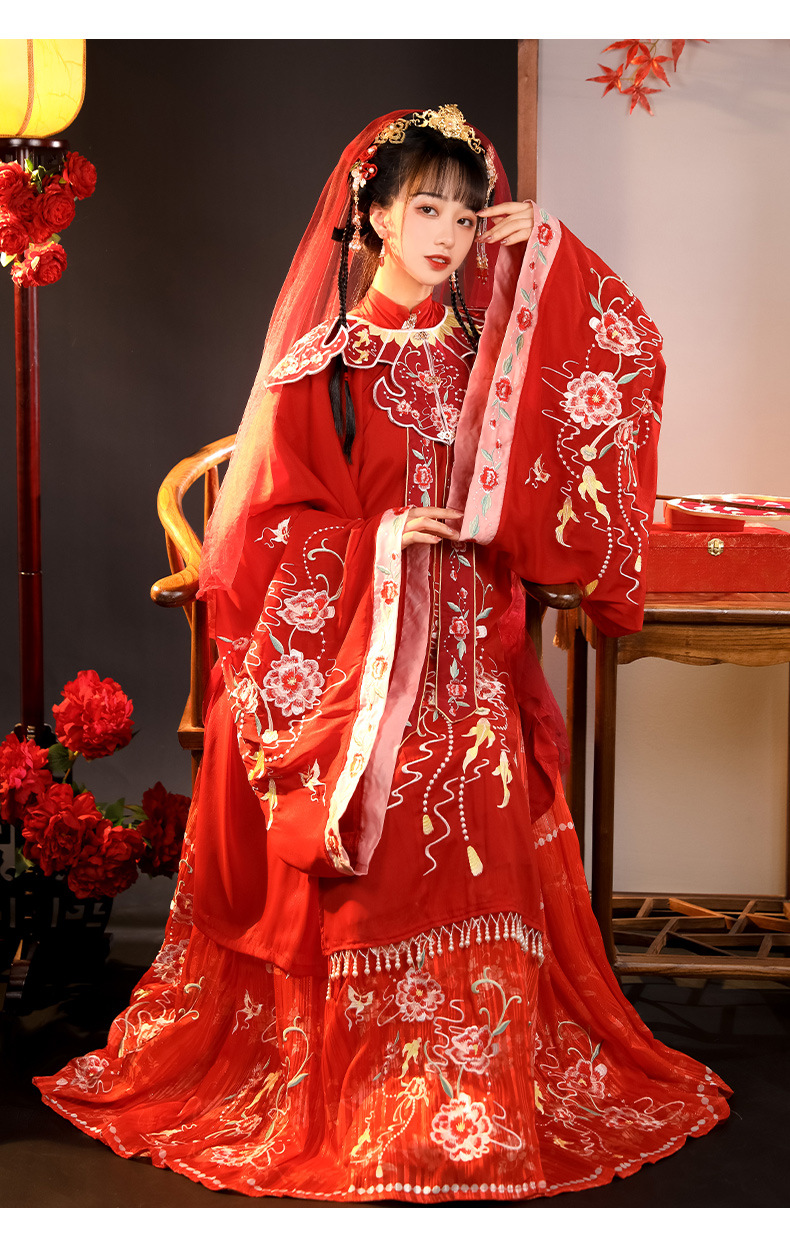 花琼韵汉服女宋制云肩婚服全套中式凤冠重工刺绣花嫁古风新娘服