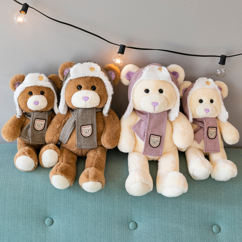 可爱棉帽小熊毛绒玩具陪伴泰迪小熊公仔儿童玩偶布娃娃外贸批发