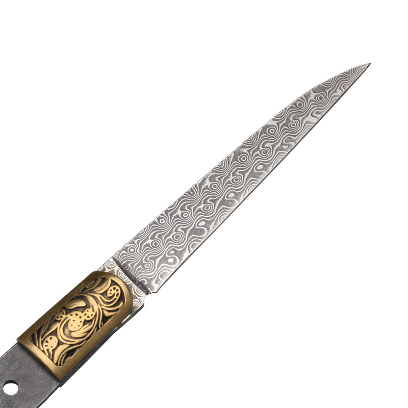 大马士革铜花系列刀胚雕刻刀胚桌面刀胚水果刀胚小直胚diy制作076