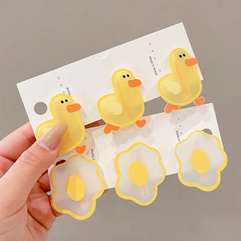 卡通可爱小黄鸭少女趣味发夹简约荷包蛋鸭嘴夹学生头饰侧边发卡