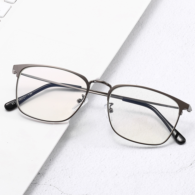 2021年复古半框眼镜框男小方形防蓝光眼镜可配镜片超轻近视眼镜框