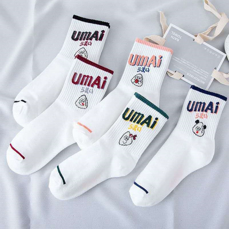Bear Socks Women's Mid-Calf Cute Japanese Style Ins Trendy Korean Spring and Autumn Summer Cotton Bunching Socks Autumn and Winter Stockings