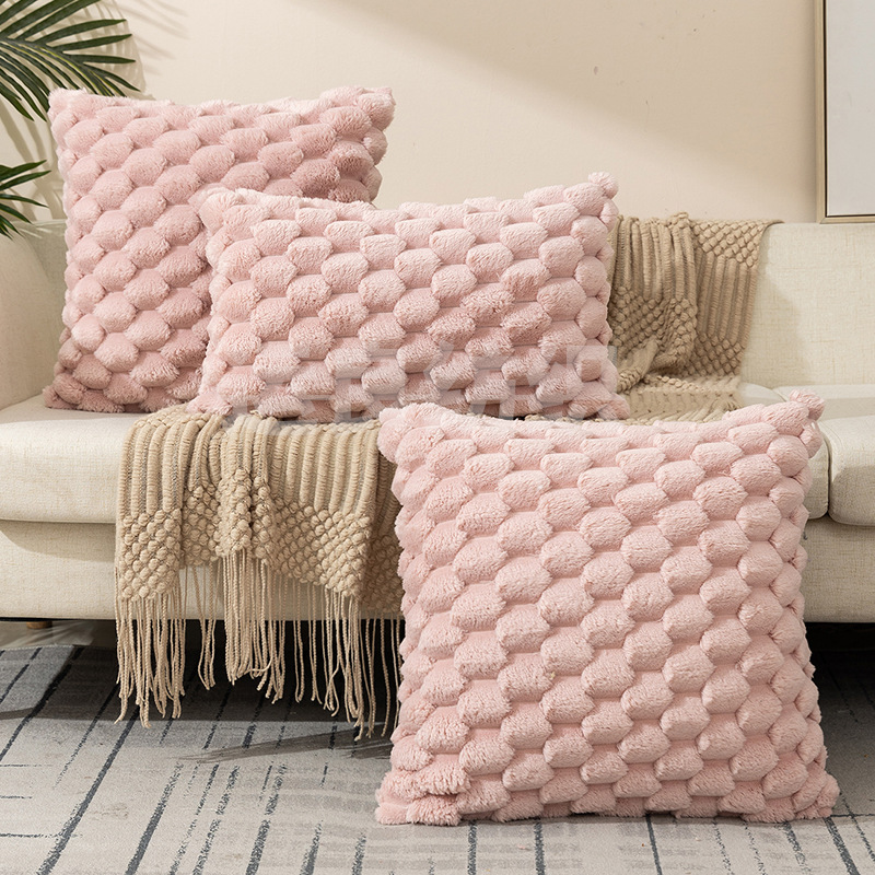 Cross-Border Pillow Cover Woven Fleece Solid Color Pillow Office Sofas Back Cushion Throw Pillow Bedside Cushion Wholesale