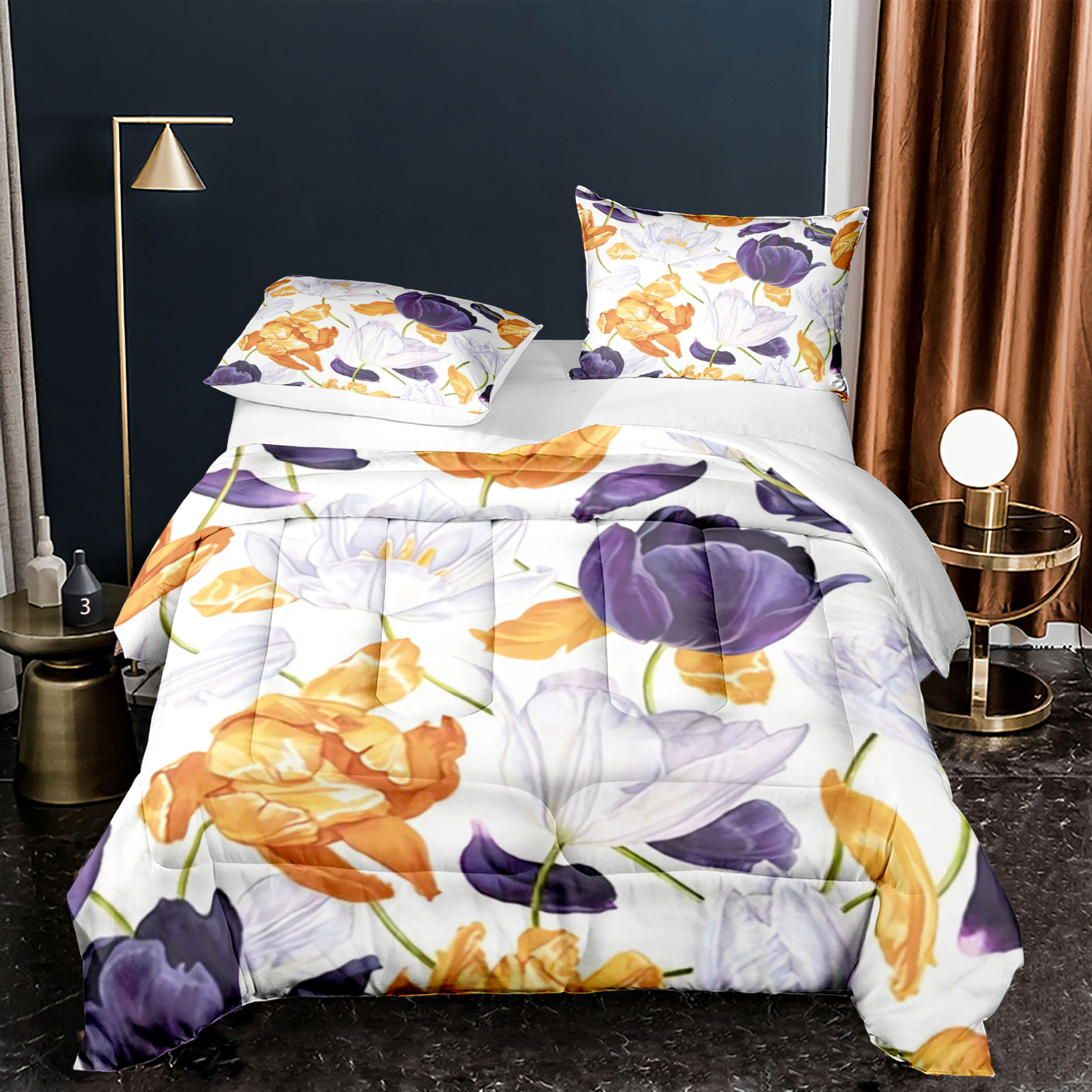 3d跨境电商绗缝被外贸浪漫花被子ebay速卖通亚马逊家纺空调被