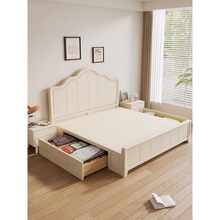 白色实木床1.5米现代简约奶油风双人女孩1.8婚房主卧公主美式大床