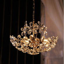 轻奢餐厅吊灯照明法式水晶复古儿童房创意个性花瓣客厅卧室灯