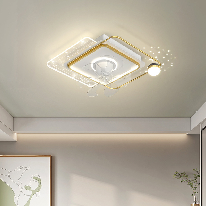 Bedroom Fan Lamp Shaking Head Modern Minimalist 2023 New Master Bedroom Dining Room and Study Room Fan Ceiling Light