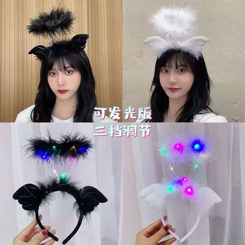 New Glowing Angel Goose Feather Garland Feather Flash Headdress Internet Celebrity Night Market Push Scan Code Small Gift Wholesale