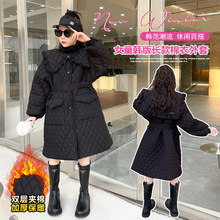 女童冬装棉服2022新款中大童洋气女孩宝宝冬季棉衣中长款外套潮款