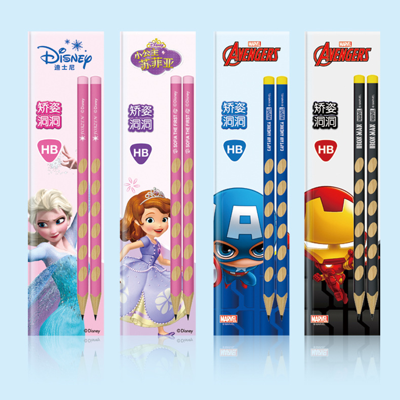 New Disney Cartoon Children HB Pencil Student Writing Tool Belt Eraser 12 PCs Stick Top Pencil Wholesale