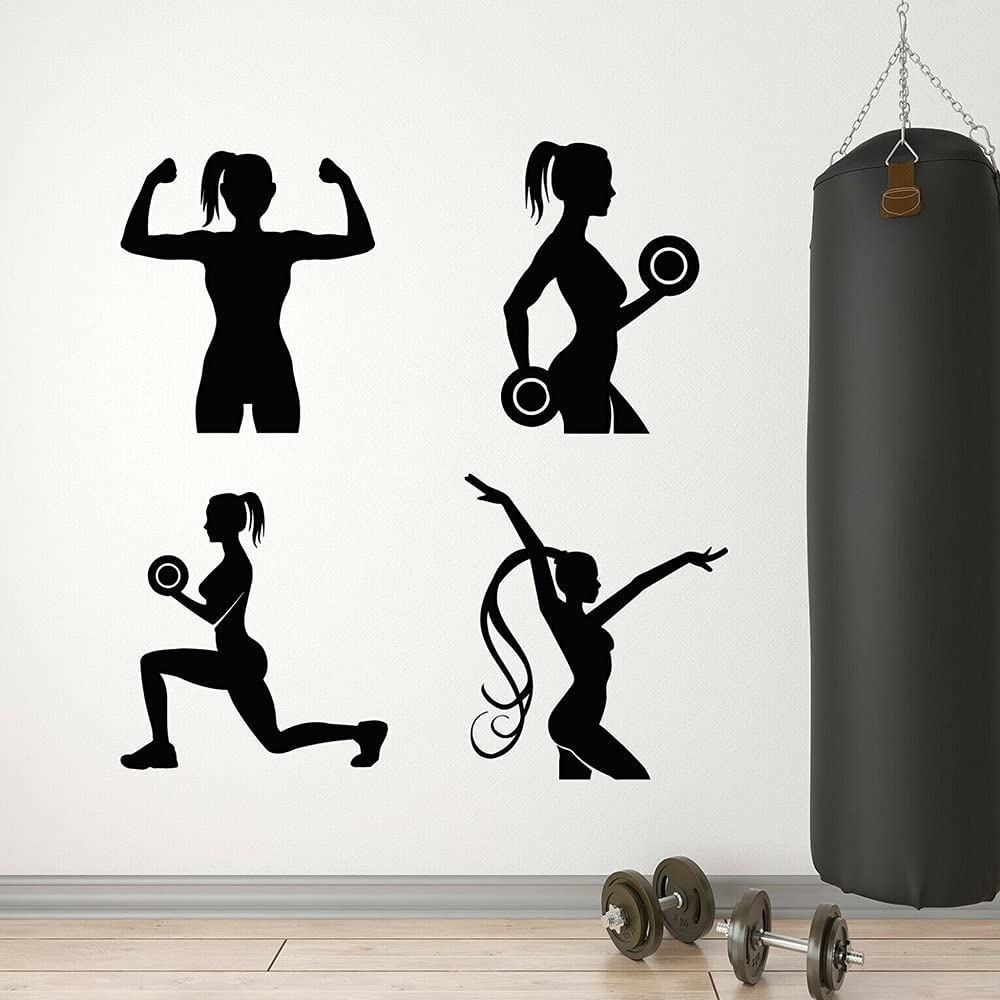 4种健身fitness运动哑铃贴花wall decor跨境亚马逊ebaydw13764