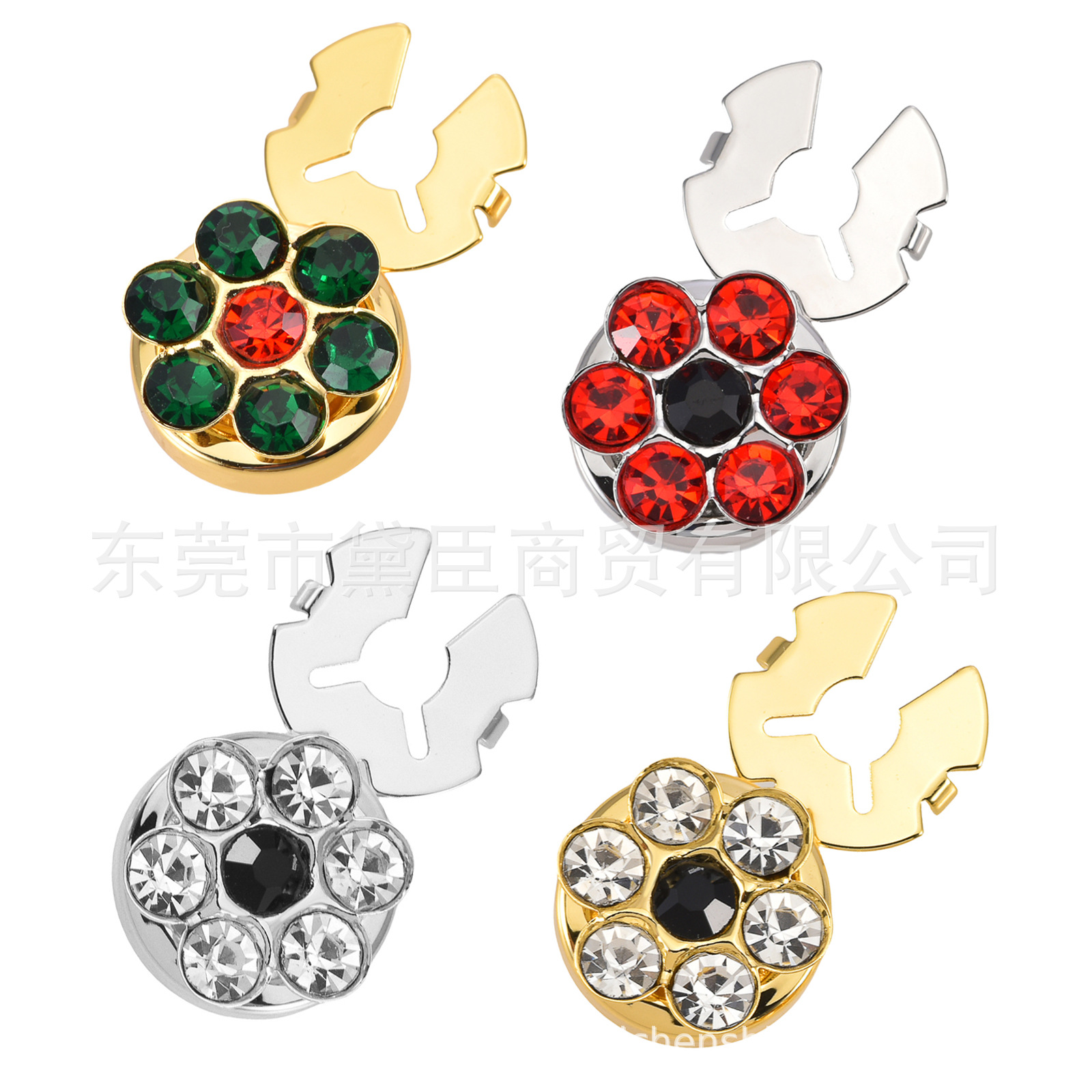 升级版抖音小红书网红水晶梅花袖扣免打孔普通衬衫卡扣装饰钻扣