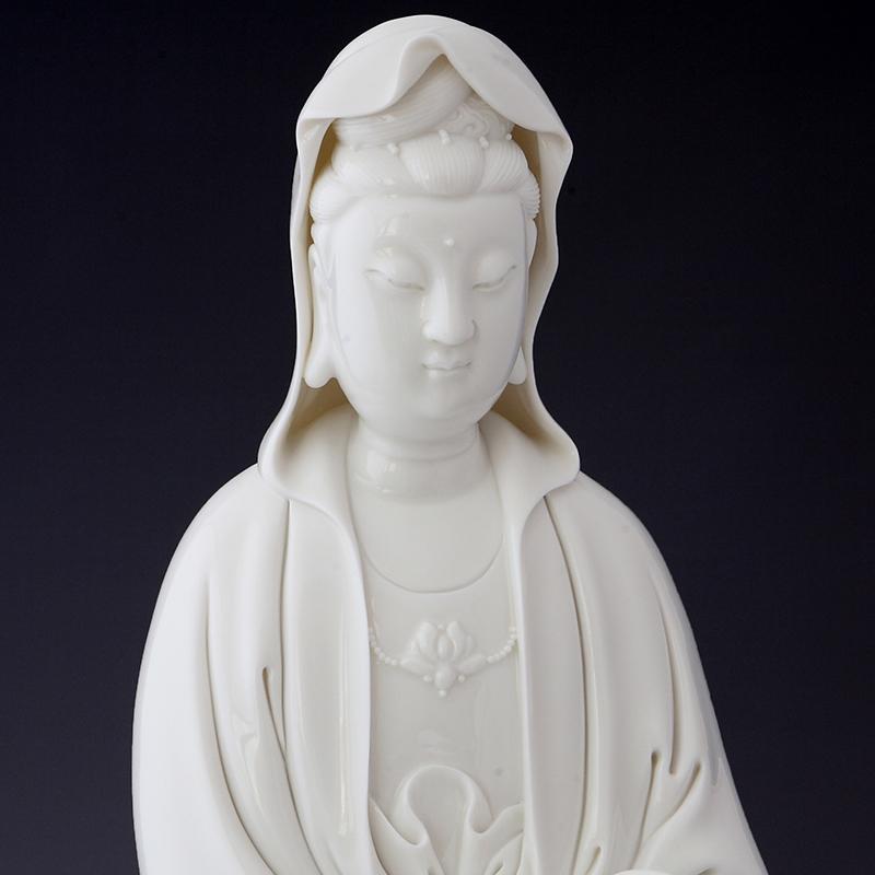 德化白瓷观音佛像供奉摆件玄关风水乔迁镇宅观世音菩萨陶瓷工艺品