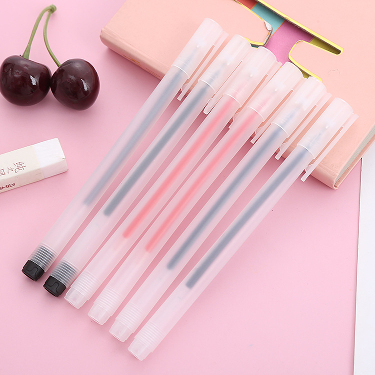 Non-Printing Style Gel Pen Creative Transparent Frosted Rod Ball Pen Black Red Blue Three Colors Optional Office Stationery Signature Pen