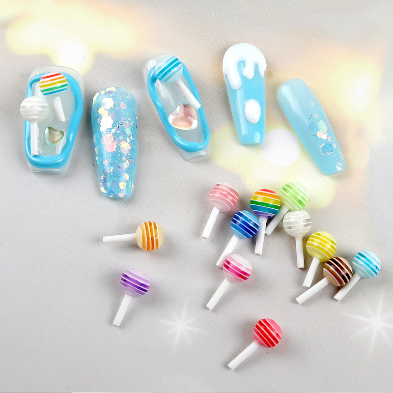 Popular 20 Boxed New Lollipop Nail Lollipop 3D 3D Magic Lollipop Ornament Nail Sticker